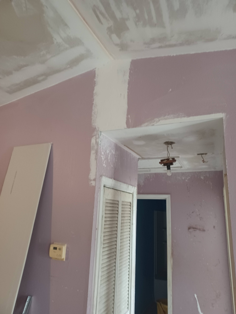 Interior room renovation with drywall mudding and taping by Clifton Jones Handyman service in South Elgin, IL