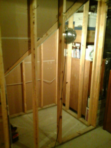 Interior wall framing and construction work in progress by Work Horse Contracting in West Fargo, ND.