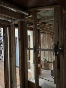 Interior framing with plumbing and electrical rough-in work by Haus Builders in Goodhue, MN