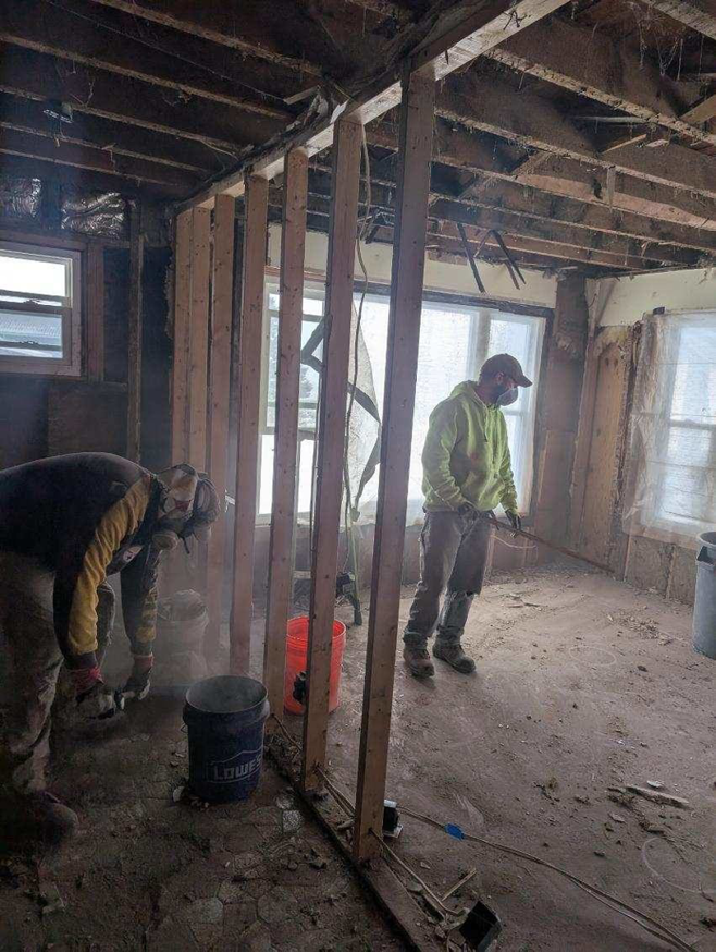 General contractors working on an interior home renovation project by Adams Construction in West Winfield, NY.