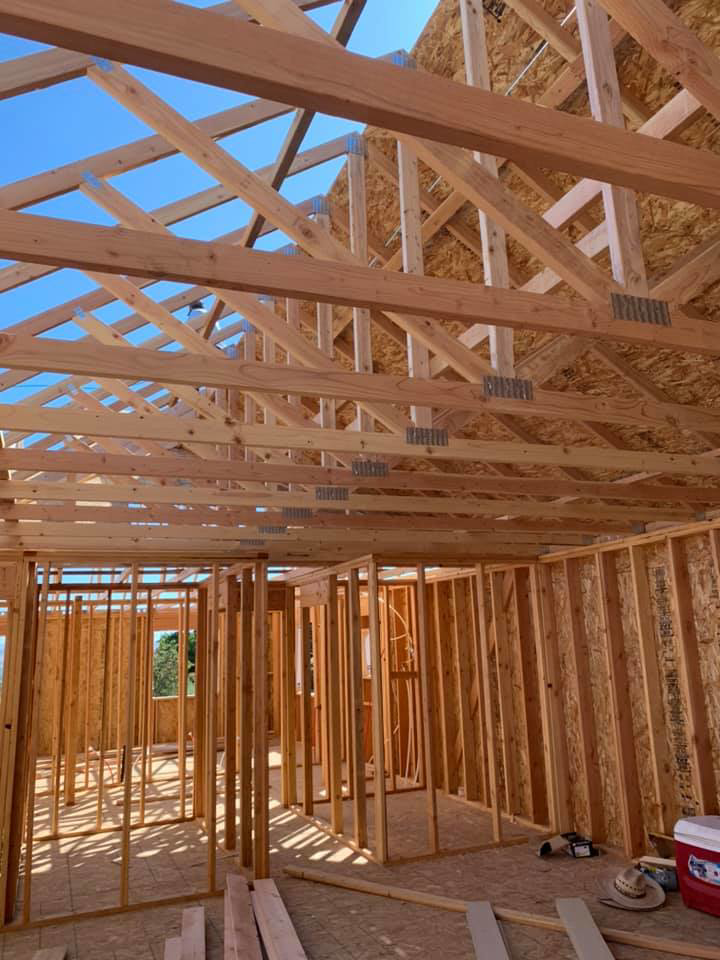 Interior framing of a new house under construction by A1 Construction of Yakima in Yakima, WA