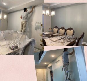 Interior house painting in a living and dining room by Tj Drywall & Finishing LLC in Fort Wayne, IN.