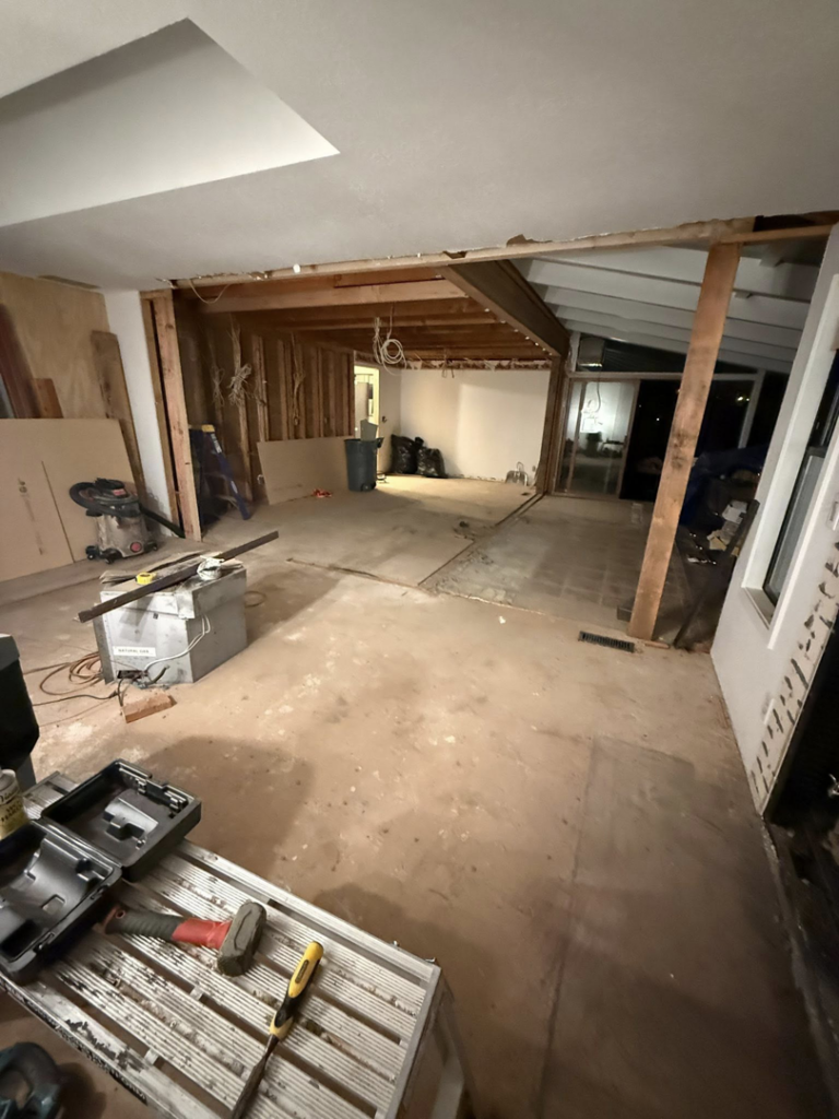 Interior of a house undergoing renovation and demolition by Reborn Construction LLC in Wilsonville, OR.