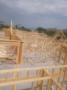 Extensive interior wood framing for a house under construction by AZ Framing and Remodeling in Peoria, AZ