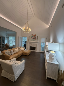 Professional interior lighting installation, including cove lighting and chandelier, by R3 Electric LLC in Tucson, AZ.