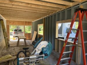 Interior room framing and construction in progress with tools visible by 1775 Handyman Services in Kalispell, MT.