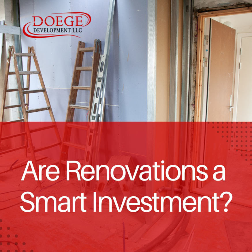 An interior room undergoing renovation with drywall framing and ladders, showcasing handyman services by Doege Development, LLC in Phoenix, AZ.