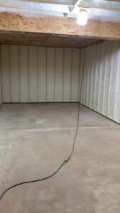 An interior room with spray foam insulation applied to the walls and ceiling by Metro Insulation in Rockford, IL.