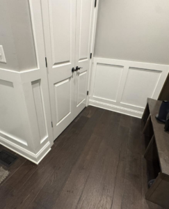 Detailed view of interior trim and double door installation completed by Handy Dad's in Seminole, FL