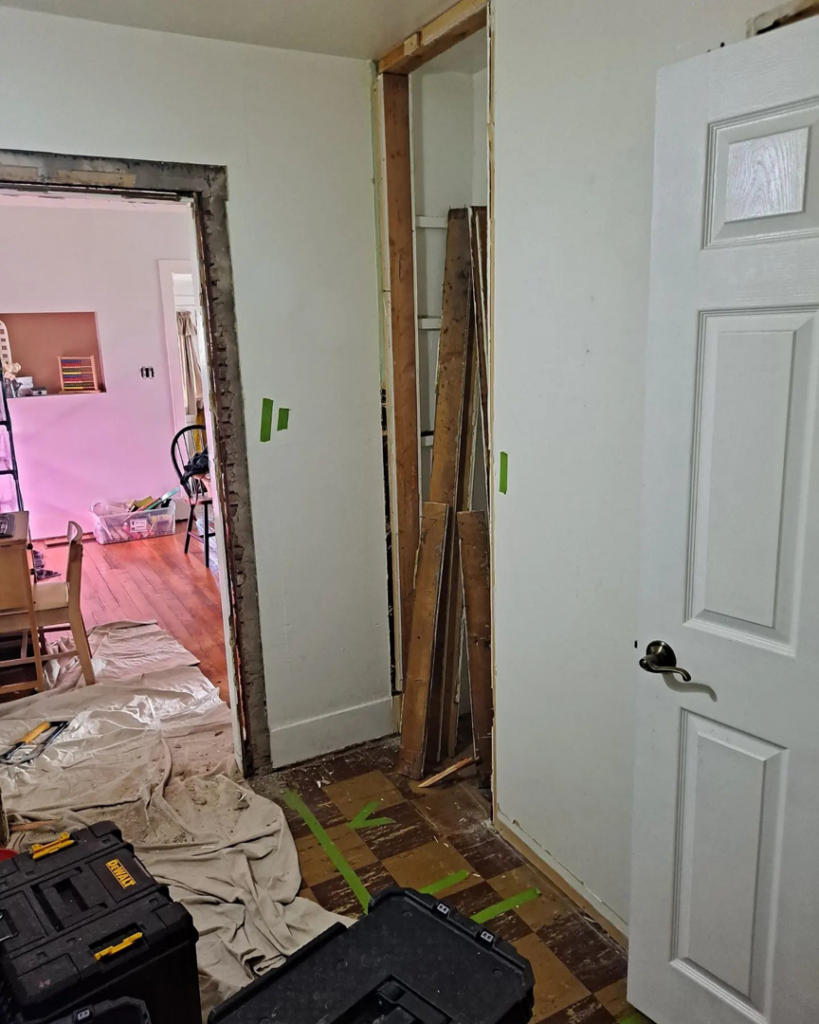 Interior wall framing and lumber visible during a home renovation project by Honey Don'ts Handyman Service in Twin Falls, ID.