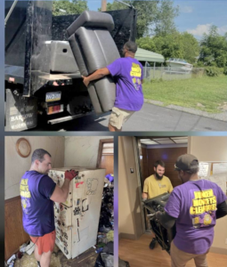 A Junken Monkeys Hauling Company crew loading a couch and refrigerator during a general junk removal job in Scranton, PA.