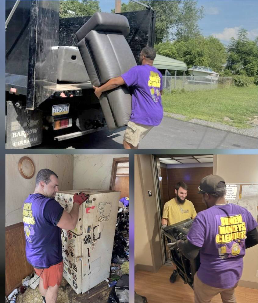 A Junken Monkeys Hauling Company crew loading a couch and refrigerator during a general junk removal job in Scranton, PA.