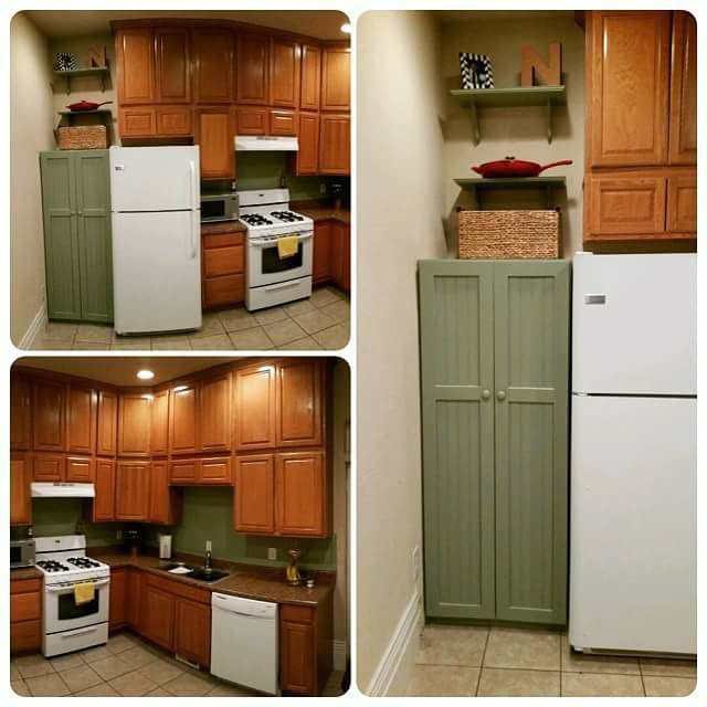 A kitchen featuring new cabinet and pantry installation completed by Little Blue Handyman in Henderson, NV.