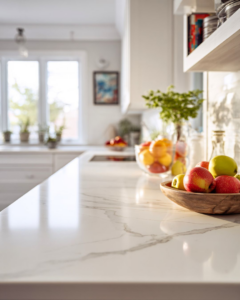 A pristine kitchen countertop installation by Pigliavento Associates, LLC, a general contractor in Schenectady, NY.