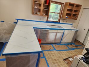 Kitchen countertops being refinished or installed by Priority Property Services in Salisbury, MD.