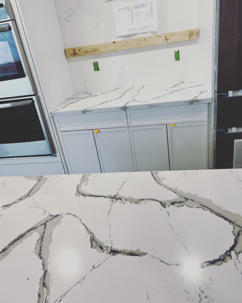 Kitchen granite countertop installation in progress by AZ Custom Granite in Glendale, AZ.