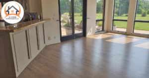 Beautiful new hardwood floor installation in a kitchen and dining area by DC HOME improvement LLC in Orlando, FL.