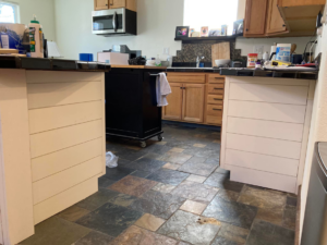 Kitchen islands with newly installed shiplap-style siding, demonstrating handyman kitchen updates by JMY Construction in Meridian, ID.
