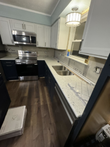 A kitchen undergoing a remodel with new cabinets, countertops, and appliances installed by Tackett's Pro Trade Services in Berea, KY.