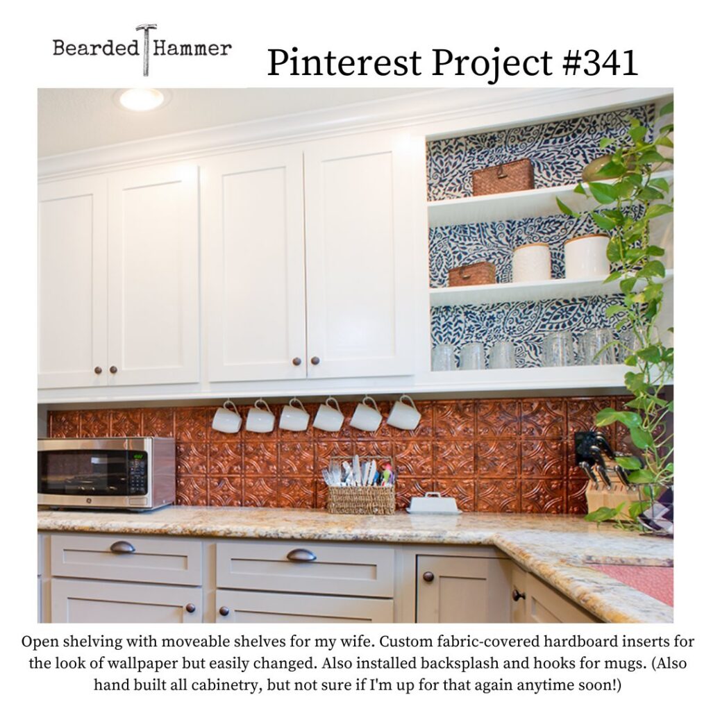 A kitchen renovation featuring new open shelving, backsplash, and custom cabinetry by Bearded Hammer LLC in Meridian, ID.
