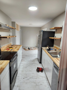A kitchen renovation in progress with new countertops and cabinets by Becker Custom Construction - pdx in Oak Grove, OR.