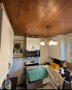 A kitchen renovation in progress with new cabinets and appliances being installed by Imagine It Home Improvements Co. in Bethlehem, PA.