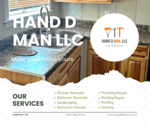 A newly remodeled kitchen featuring a double sink, dark countertops, and light wooden cabinets by Gosa Hand D Man, LLC in Chicago Heights, IL.