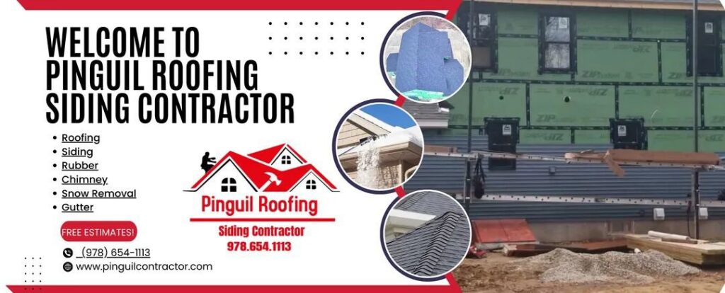 Ladders leaning against a large green house, indicating roof or siding repair work by Pinguil Roofing Siding Contractor in Lowell, MA.