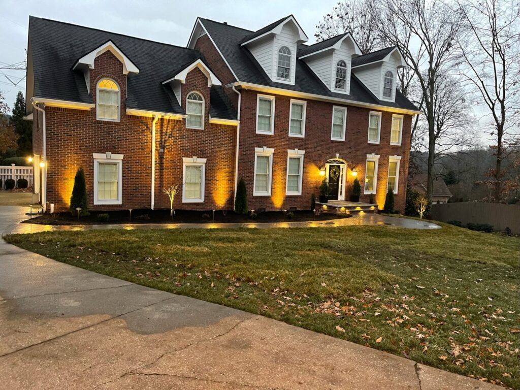 Professional landscape lighting installation completed by Silver Landscaping & Construction in Knoxville, TN