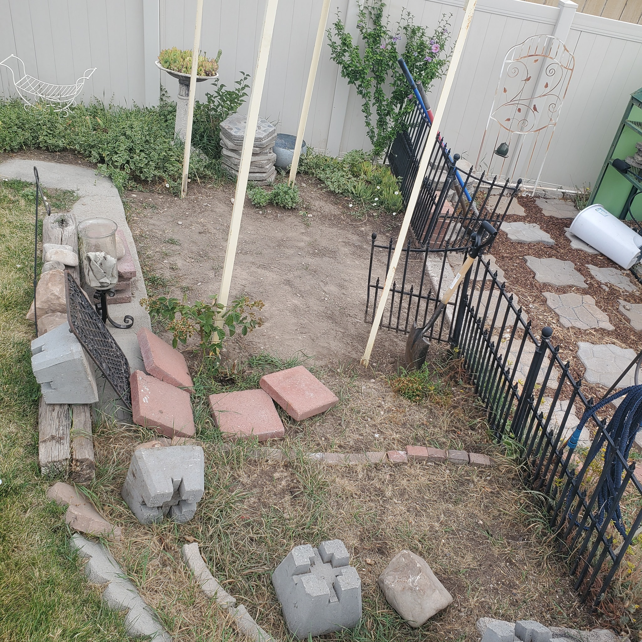 A landscaping and hardscaping project in progress by Papa Bear's Home Care in West Valley City, UT.