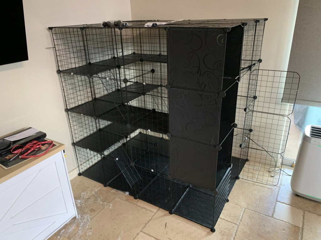 A large, multi-level modular wire grid organization unit fully assembled by Honest Handyman Service in Phoenix, AZ.