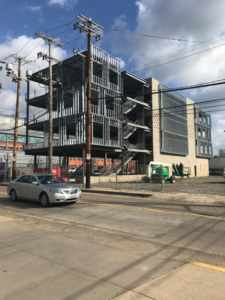 A large-scale construction project with steel and concrete structures underway by J S Construction in Finleyville, PA