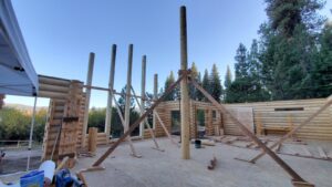 A log cabin framing and construction project in progress by Constructed by 360 LLC in Meridian, ID.