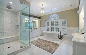 A luxurious bathroom remodel completed by Swift Remodeling South in Charlotte, NC.