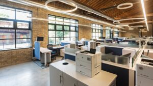 A luxurious bathroom remodel featuring a walk-in shower and double vanity by ETI Construction in Chicago, IL.