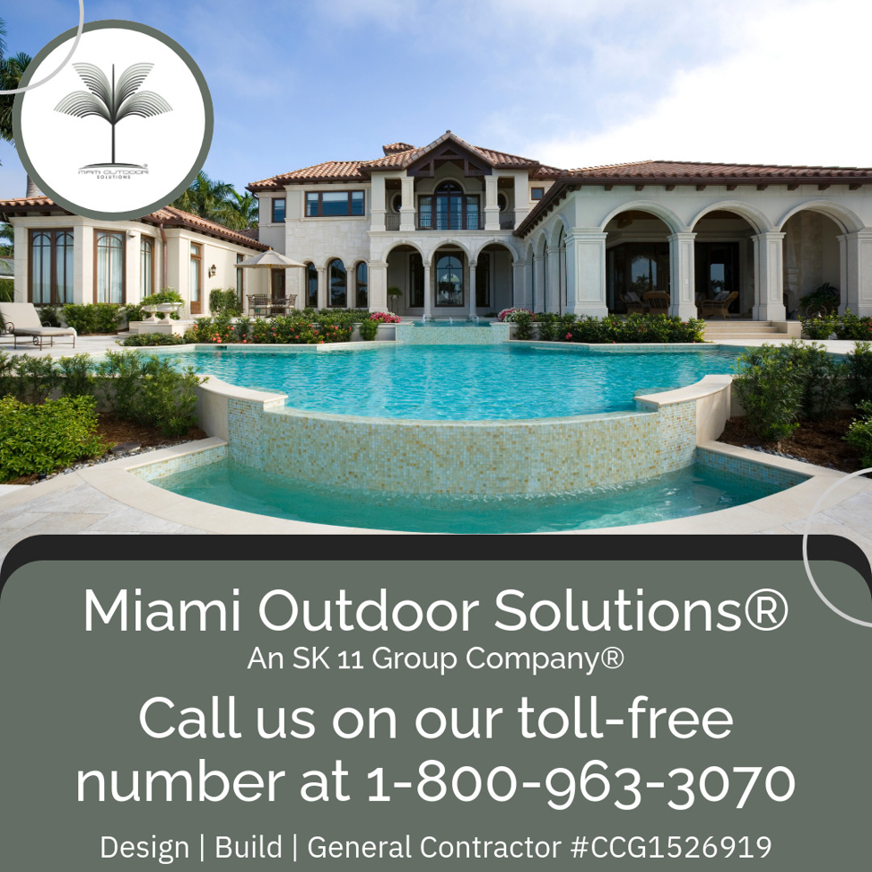 A luxury home construction project featuring a curved swimming pool by SK 11 Group, Inc. in Miami, FL.