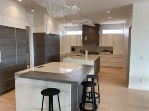 A luxury kitchen renovation showcasing new cabinet and appliance installation by Dahlman Construction in San Tan Valley, AZ.