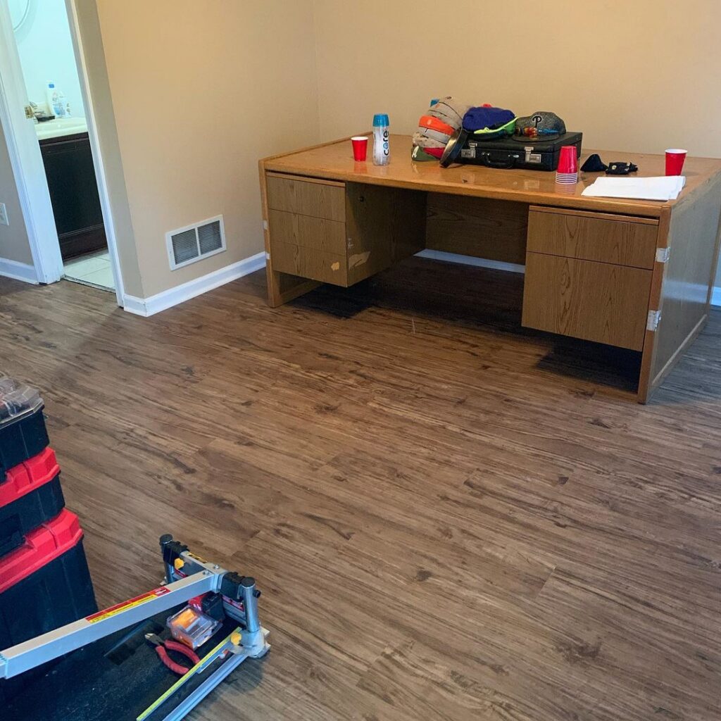 LVP or laminate floor installation with a tile cutter by Just Floor It Hardwood Floors LLC in Philadelphia, PA