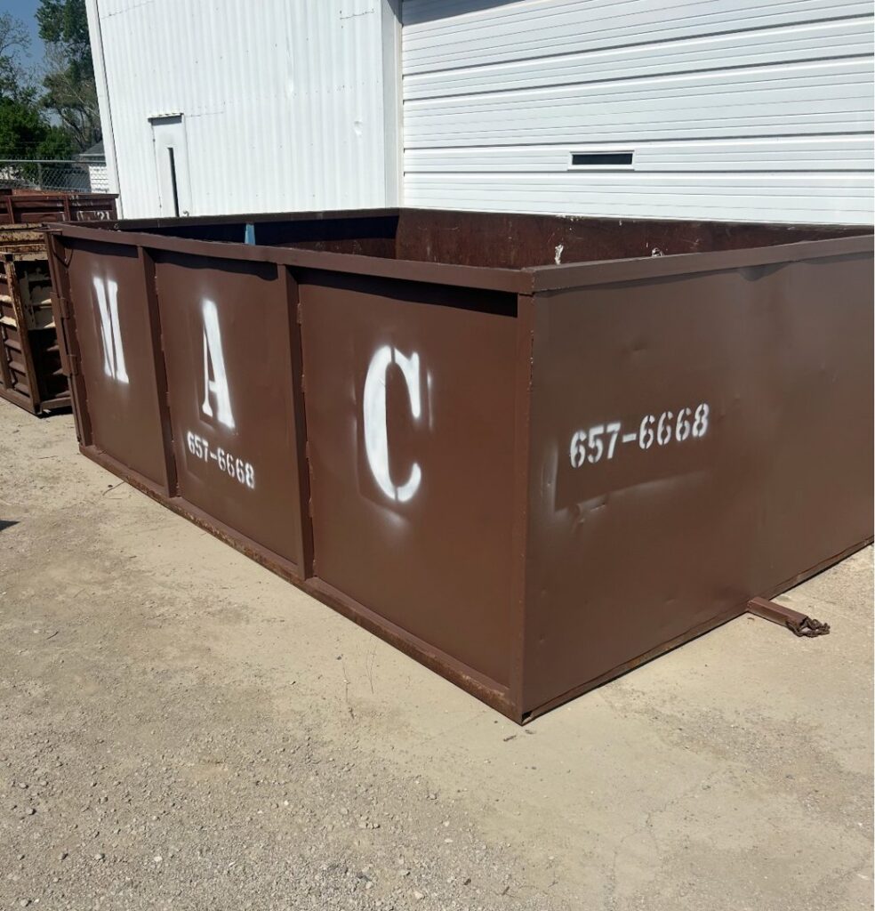 A MAC Containers, Inc dumpster ready for rental and junk removal in Omaha, NE.