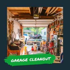 A messy garage full of various items needing a complete cleanout service from Junk Guys Sacramento in Roseville, CA.