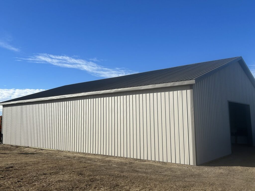 Newly constructed large metal building or shed by Vander Wal Contracting, LLC in Bismarck, ND