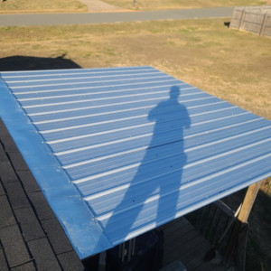 Installation of a new metal roof patio cover by Cleaning Solutions & Remodeling Services LLC, your handyman in Shreveport, LA.