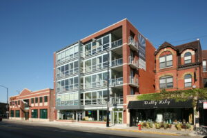 A modern apartment building exterior, a completed project by 3F Construction in Chicago, IL.