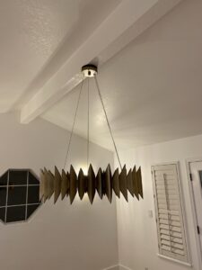 A modern chandelier newly installed by Kennyman The Handyman Inc. in San Francisco, CA