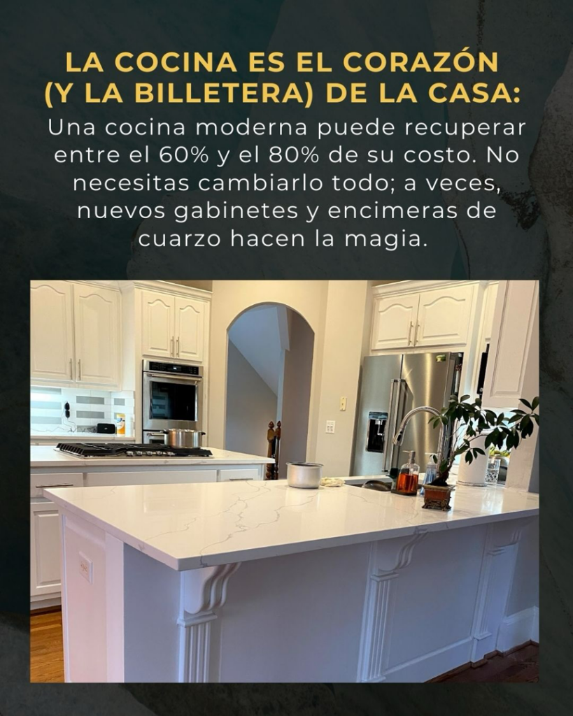 A modern kitchen renovation featuring white cabinets and quartz countertops by Home Improvement- Renovations in Cumming, GA.