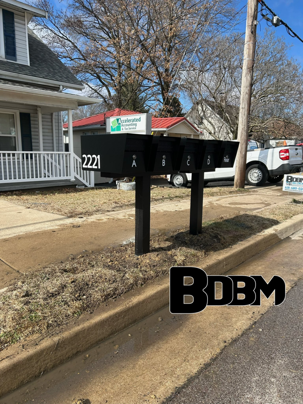 A newly installed multi-unit mailbox system by Big Dicks Brick Mailboxes in St. Louis, MO.