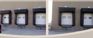 Multiple dock seals and overhead doors installed on a commercial building by AirLocke Dock Seals in Youngstown, OH.