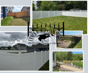 A collage showcasing multiple fence styles, including wood, vinyl, and metal, by Fence World Of Janesville, Janesville, WI.