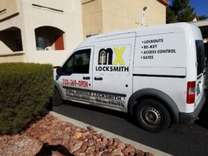 The MX Locksmith mobile service van, ready for on-site lockouts and re-keying services in North Las Vegas, NV.