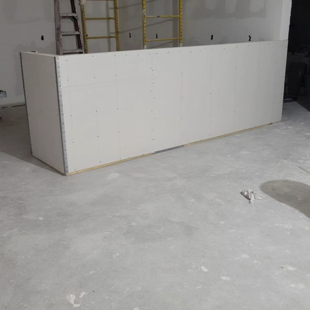 New drywall partition or counter base installation by M&M Drywall and Construction in Enid, OK